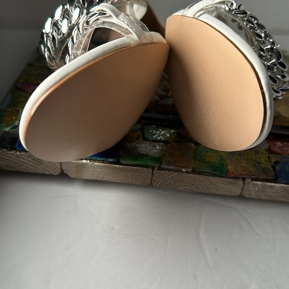 BCBGENERATION Rhinestone Sandals Slip on High Heels Wedding party Bling 9 White - Picture 8 of 10